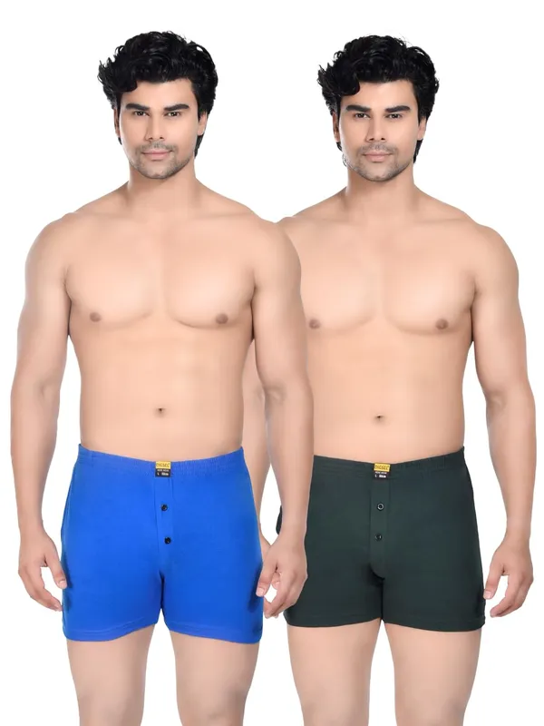 Pack_Of_2_Mens_Blue_And_Green_Cotton_Shorts