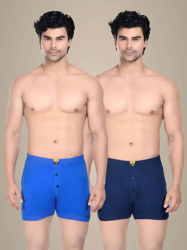 Pack_Of_2_Mens_Dark_Blue_And_Navy_Blue_Cotton_Shorts