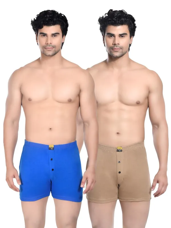 Pack_Of_2_Mens_Beige_And_Blue_Cotton_Shorts
