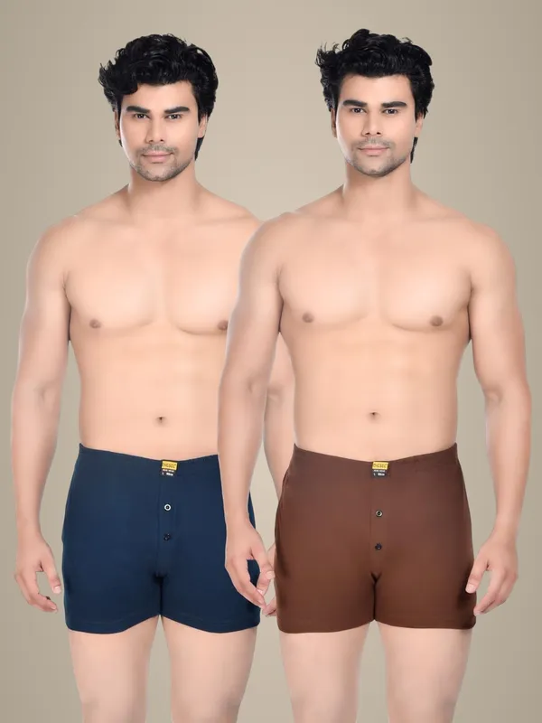Pack_Of_2_Mens_Brown_And_Blue_Cotton_Shorts