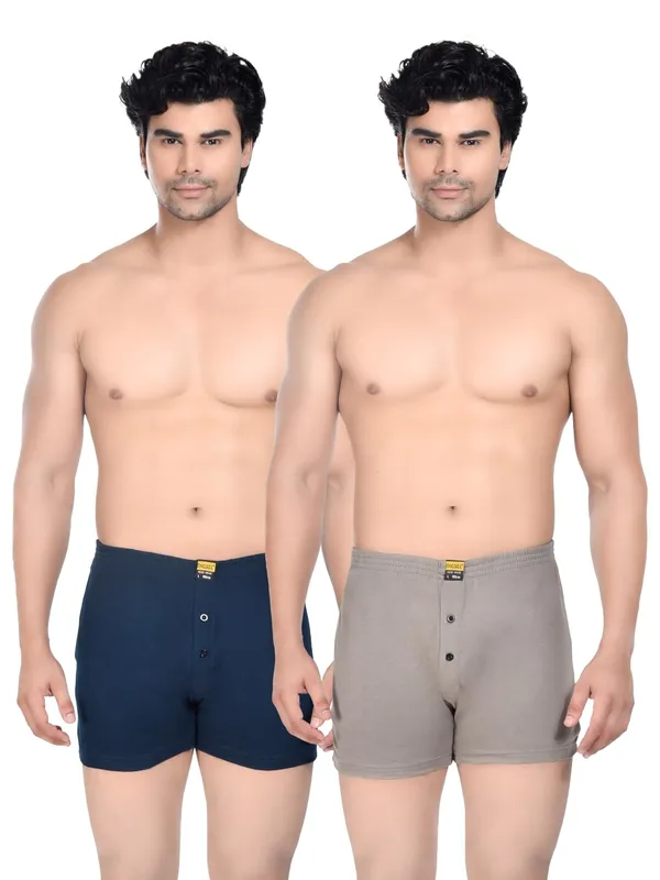 Pack_Of_2_Mens_Blue_And_Beige_Cotton_Shorts