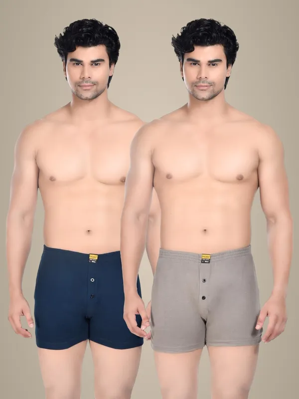 Pack_Of_2_Mens_Blue_And_Beige_Cotton_Shorts