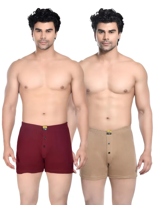 Pack_Of_2_Mens_Red_And_Beige_Cotton_Shorts