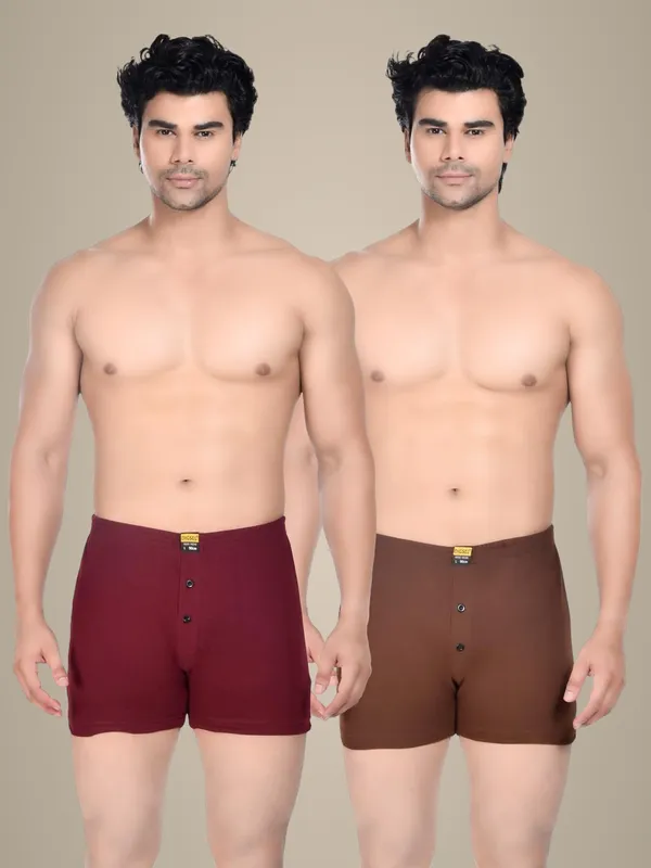 Pack_Of_2_Mens_Red_And_Brown_Cotton_Shorts
