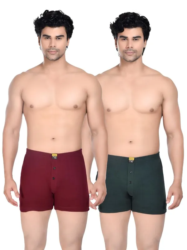 Pack_Of_2_Mens_Red_And_Green_Cotton_Shorts