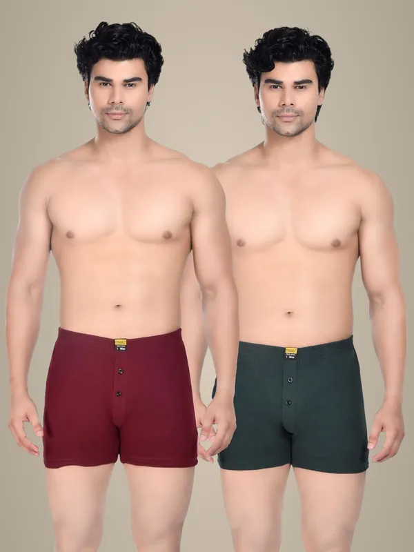 Pack_Of_2_Mens_Red_And_Green_Cotton_Shorts