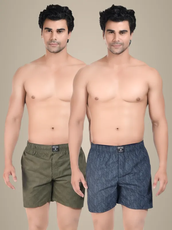 Pack_Of_2_Mens_Blue_And_Green_Cotton_Shorts
