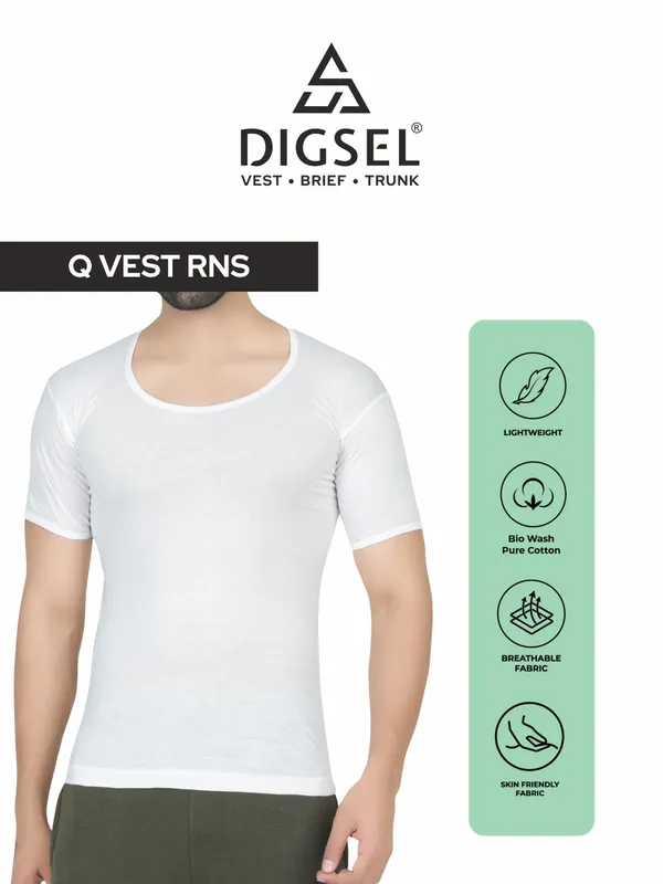 Digsel_Men_100%_Cotton_White_Half_Sleeve_Vest_Pack_Of_5
