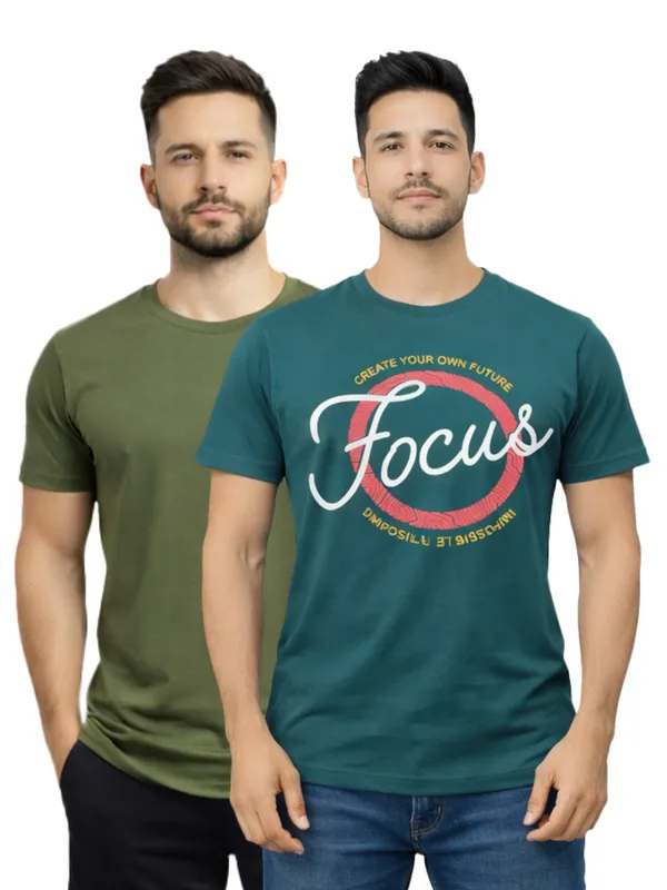 Digsel_Men_Regular_Fit_Casual_Plain_&_Printed_T_-Shirt_Combo_Pack_Of_2_Green_&_Dark_Green