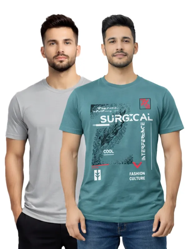 Digsel_Men_Regular_Fit_Casual_Plain_&_Printed_T_-Shirt_Combo_Pack_Of_2_Grey_&_Lite_Green