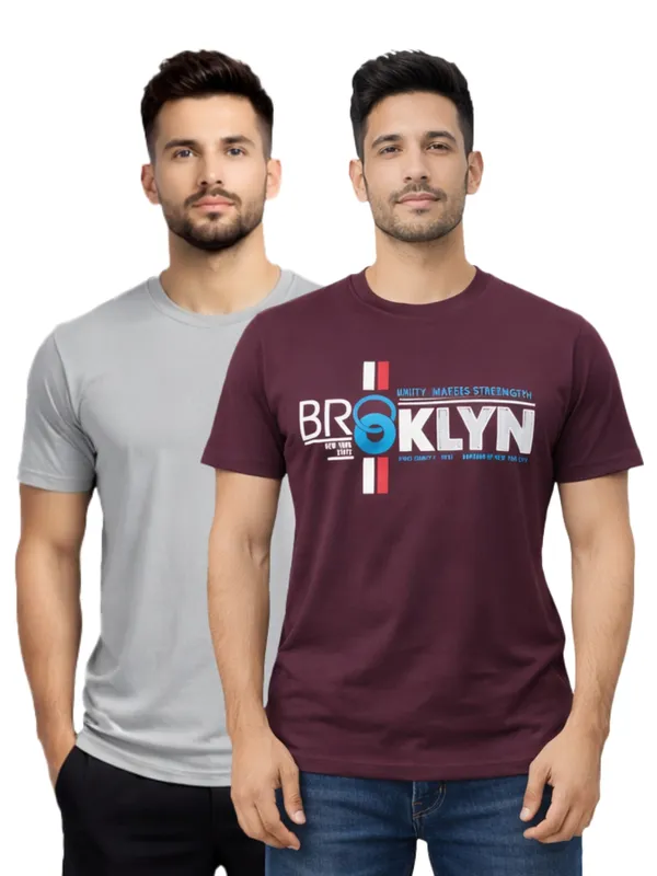 Digsel_Men_Regular_Fit_Casual_Plain_&_Printed_T_-Shirt_Combo_Pack_Of_2_Grey_&_Purple
