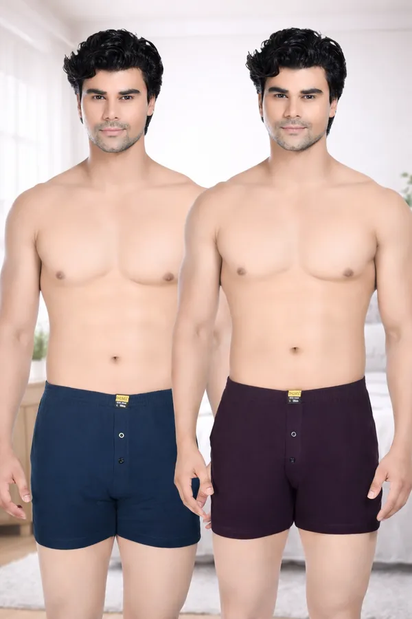 Pack_Of_2_Mens_Blue_And_Maroon_Cotton_Shorts