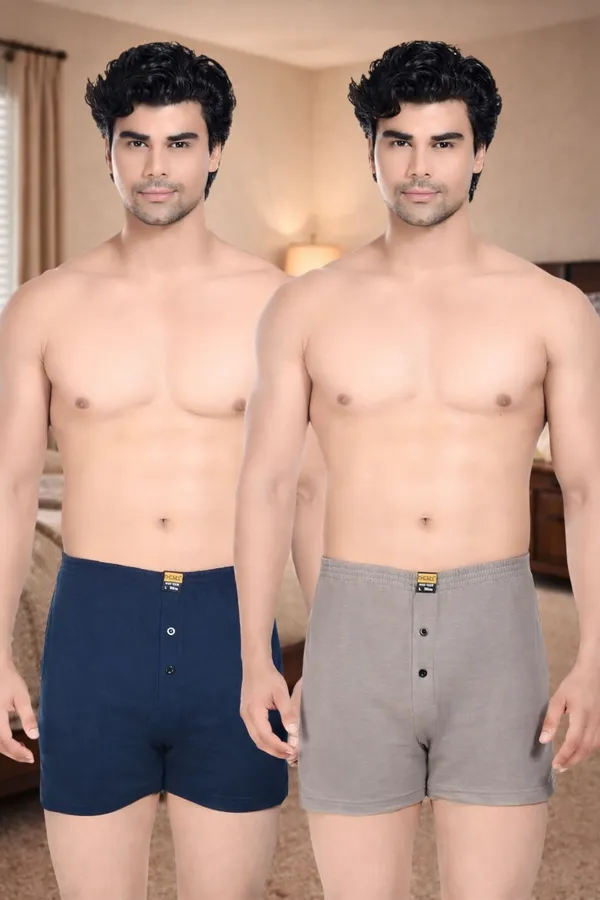 Pack_Of_2_Mens_Blue_And_Beige_Cotton_Shorts