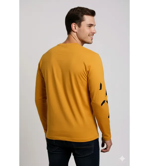 Mustard_Printed_Round_Neck_Full_Sleeve_T-Shirt_For_Men