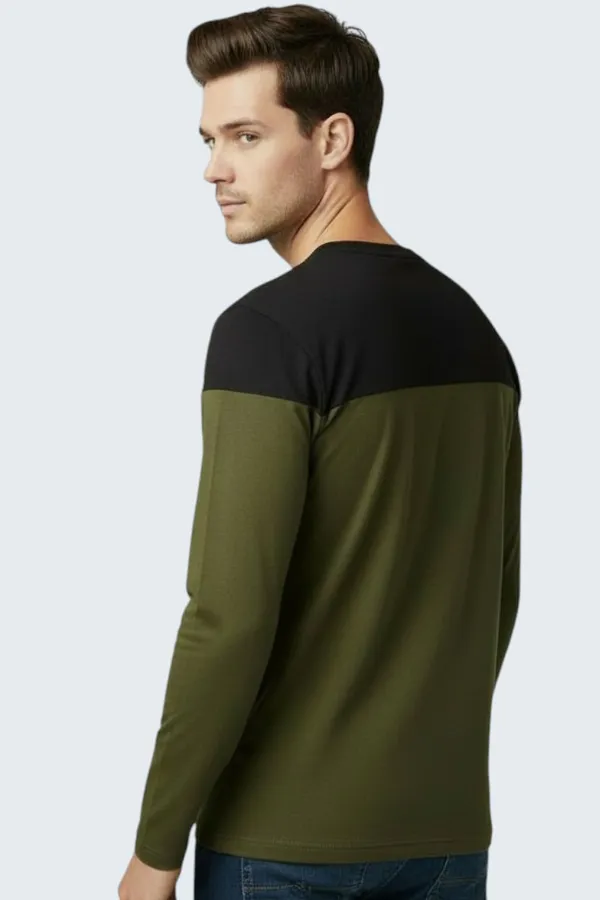 Olive_Printed_Round_Neck_Full_Sleeve_Cotton-Polyester_Blend_T-Shirt_For_Men