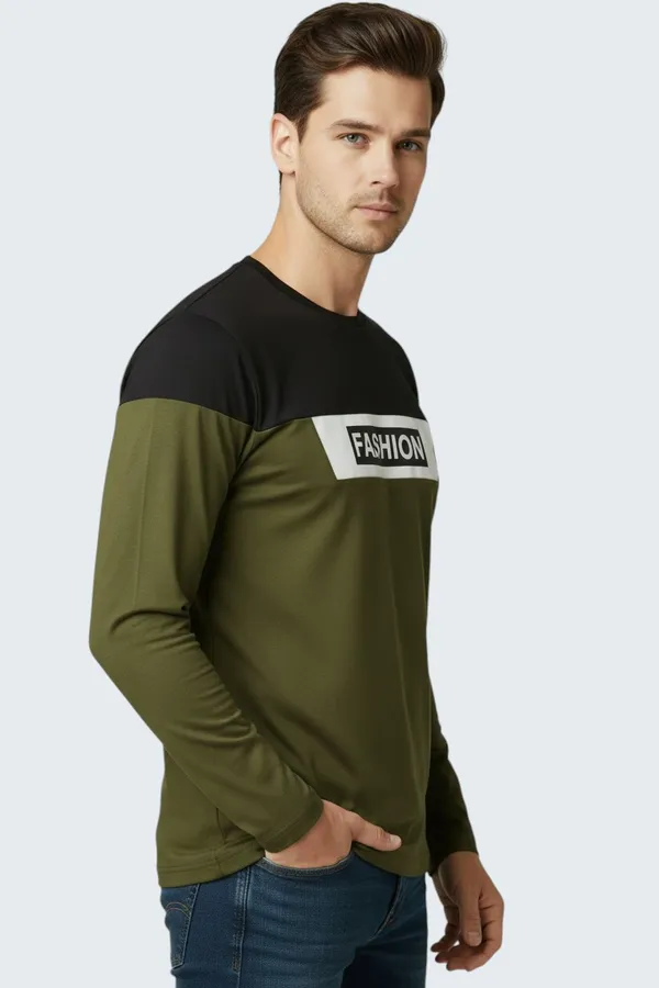 Olive_Printed_Round_Neck_Full_Sleeve_Cotton-Polyester_Blend_T-Shirt_For_Men