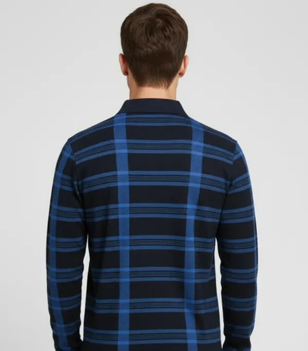 Navy_Blue_Polo_Collar_Full_Sleeve_Cotton-Polyester_Blend_T-Shirt_For_Men