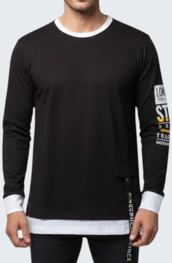 Black_Printed_Round_Neck_Full_Sleeve_Cotton-Polyester_Blend_T-Shirt_For_Men