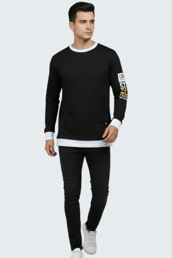 Black_Printed_Round_Neck_Full_Sleeve_Cotton-Polyester_Blend_T-Shirt_For_Men