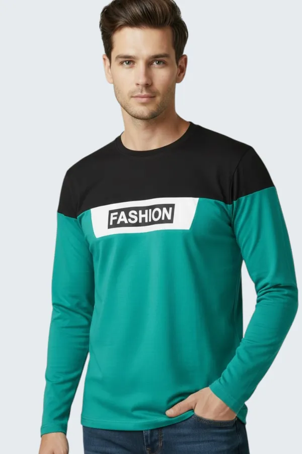 Green_Printed_Round_Neck_Full_Sleeve_T-Shirt_For_Men