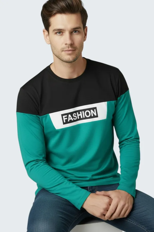 Green_Printed_Round_Neck_Full_Sleeve_T-Shirt_For_Men