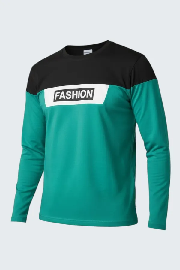 Green_Printed_Round_Neck_Full_Sleeve_T-Shirt_For_Men
