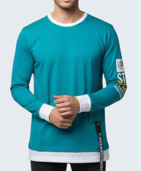 Green_Printed_Round_Neck_Full_Sleeve_Cotton-Polyester_Blend_T-Shirt_For_Men