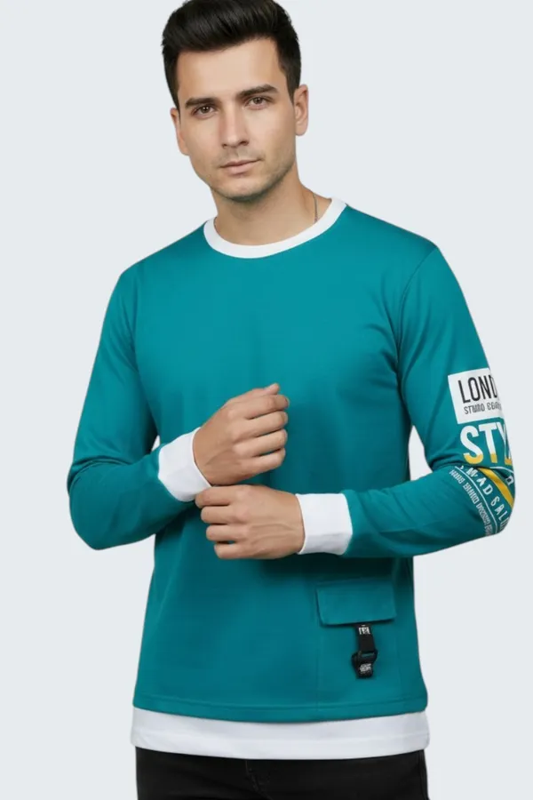Green_Printed_Round_Neck_Full_Sleeve_Cotton-Polyester_Blend_T-Shirt_For_Men