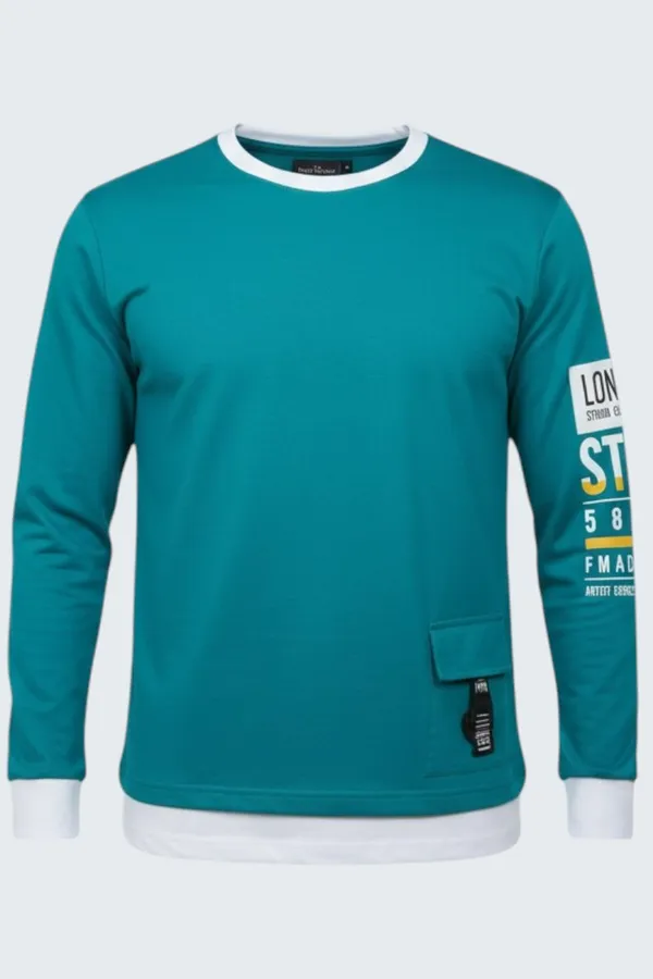 Green_Printed_Round_Neck_Full_Sleeve_Cotton-Polyester_Blend_T-Shirt_For_Men