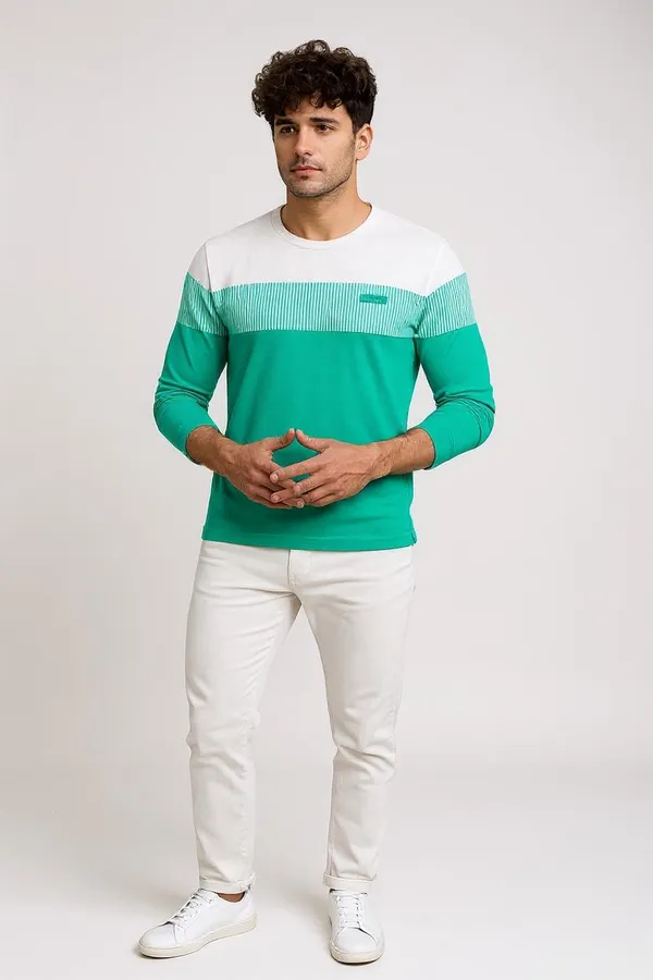 Green_Printed_Round_Neck_Full_Sleeve_Cotton-Polyester_Blend_T-Shirt_For_Men
