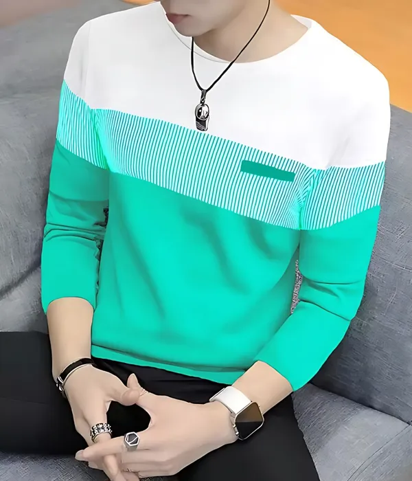 Green_Printed_Round_Neck_Full_Sleeve_Cotton-Polyester_Blend_T-Shirt_For_Men