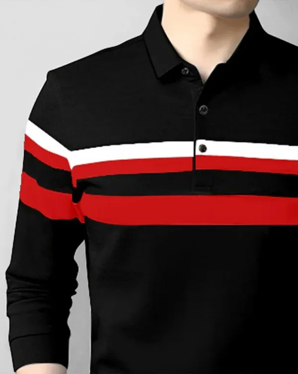 Black_Polo_Collar_Full_Sleeve_Cotton-Polyester_Blend_T-Shirt_For_Men