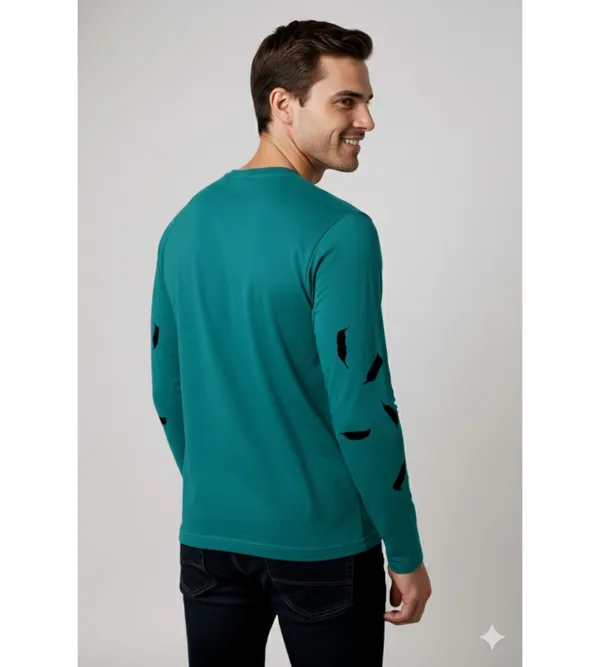 Green_Printed_Round_Neck_Full_Sleeve_T-Shirt_For_Men