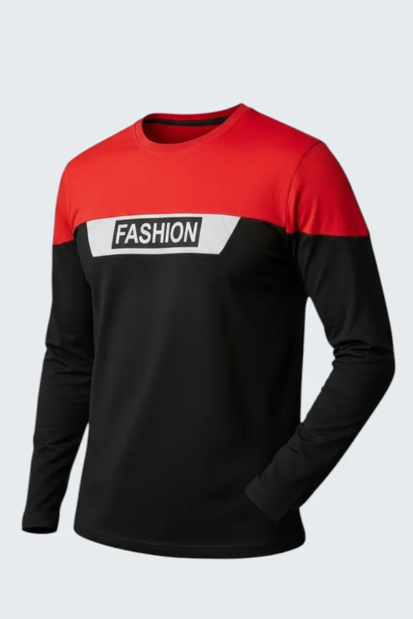 Red_Printed_Round_Neck_Full_Sleeve_Cotton-Polyester_Blend_T-Shirt_For_Men