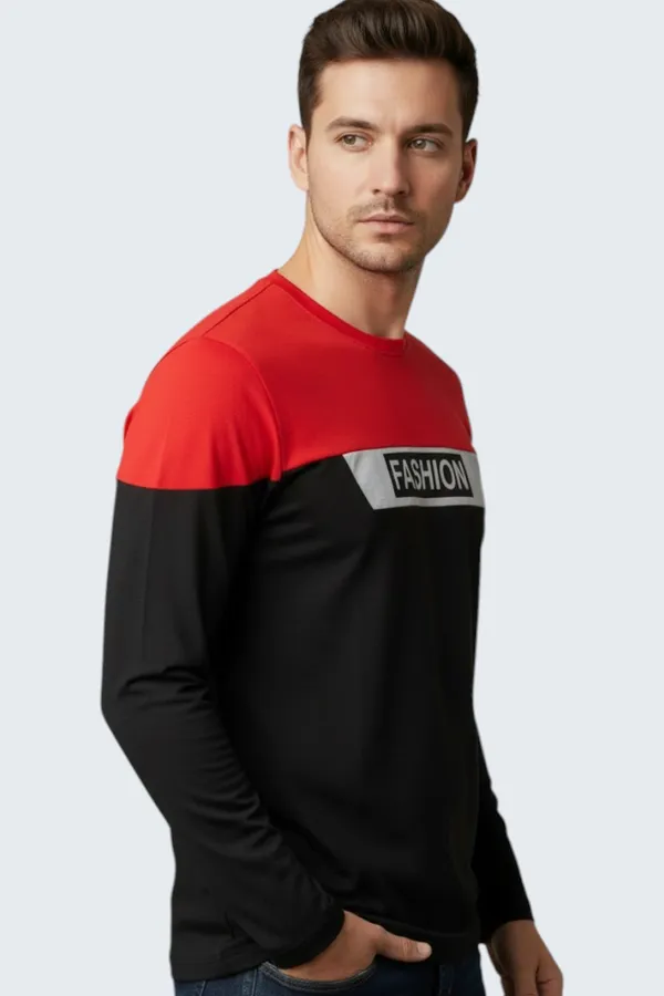 Red_Printed_Round_Neck_Full_Sleeve_Cotton-Polyester_Blend_T-Shirt_For_Men