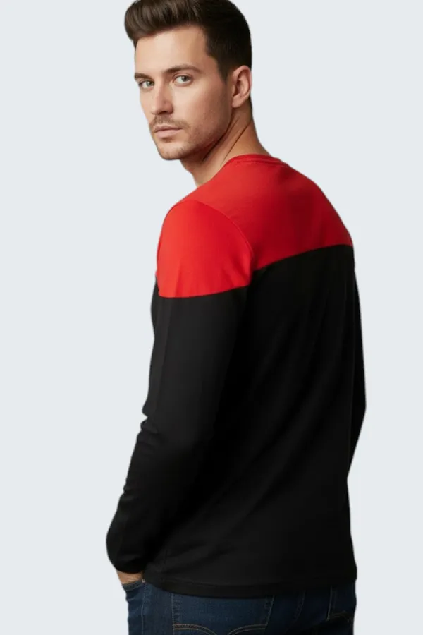 Red_Printed_Round_Neck_Full_Sleeve_Cotton-Polyester_Blend_T-Shirt_For_Men