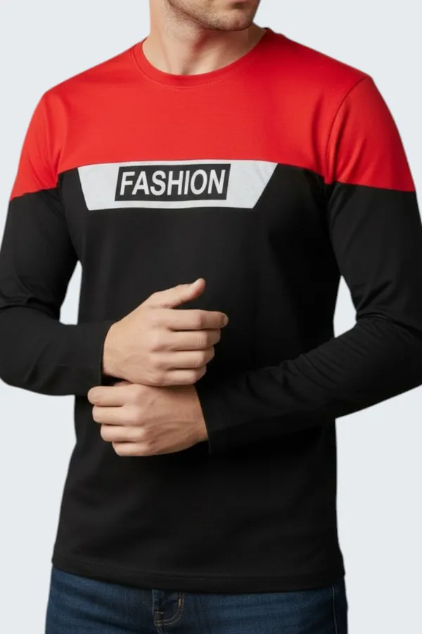 Red_Printed_Round_Neck_Full_Sleeve_Cotton-Polyester_Blend_T-Shirt_For_Men