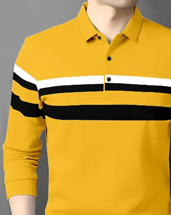 Mustard_Polo_Collar_Full_Sleeve_Cotton-Polyester_Blend_T-Shirt_For_Men