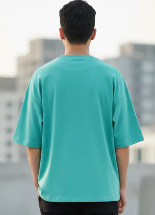 Green_Printed_Round_Neck_Loose_Fit_Cotton-Polyester_Blend_T-Shirt_For_Men