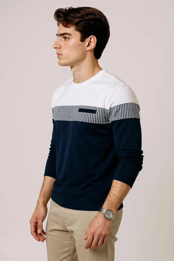 Navy_Blue_Printed_Round_Neck_Full_Sleeve_Cotton-Polyester_Blend_T-Shirt_For_Men