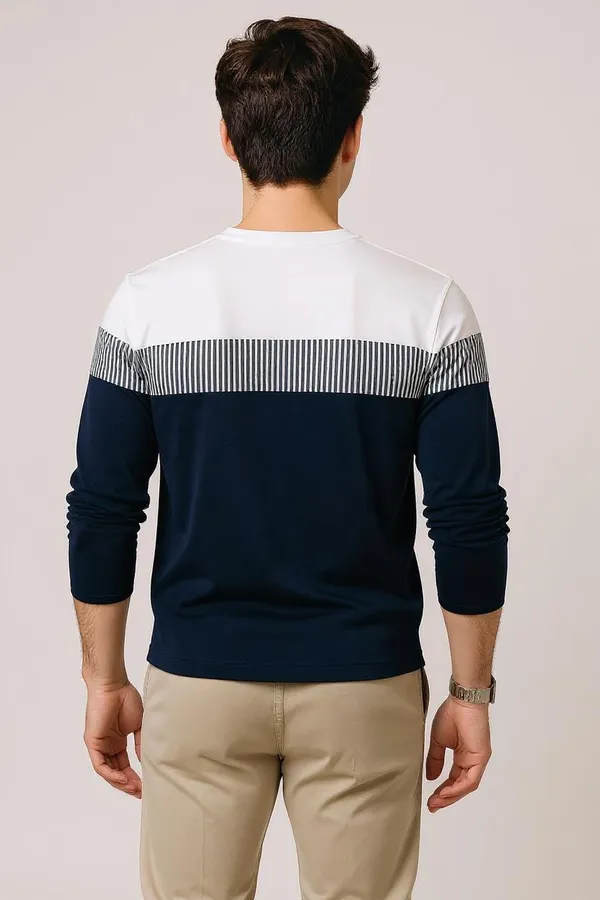 Navy_Blue_Printed_Round_Neck_Full_Sleeve_Cotton-Polyester_Blend_T-Shirt_For_Men