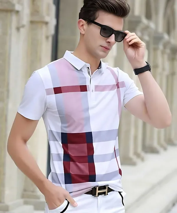 Maroon_Polo_Collar_Half_Sleeve_T-Shirt_For_Men