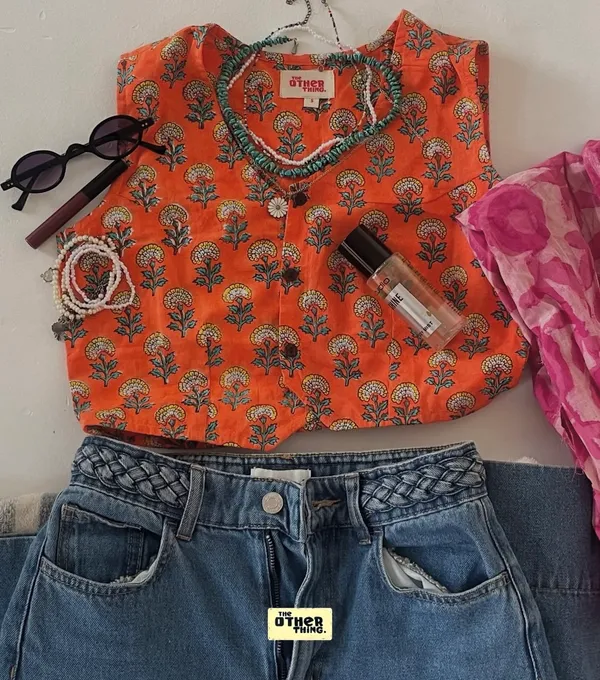 Orange_Cotton_Vest_For_Women