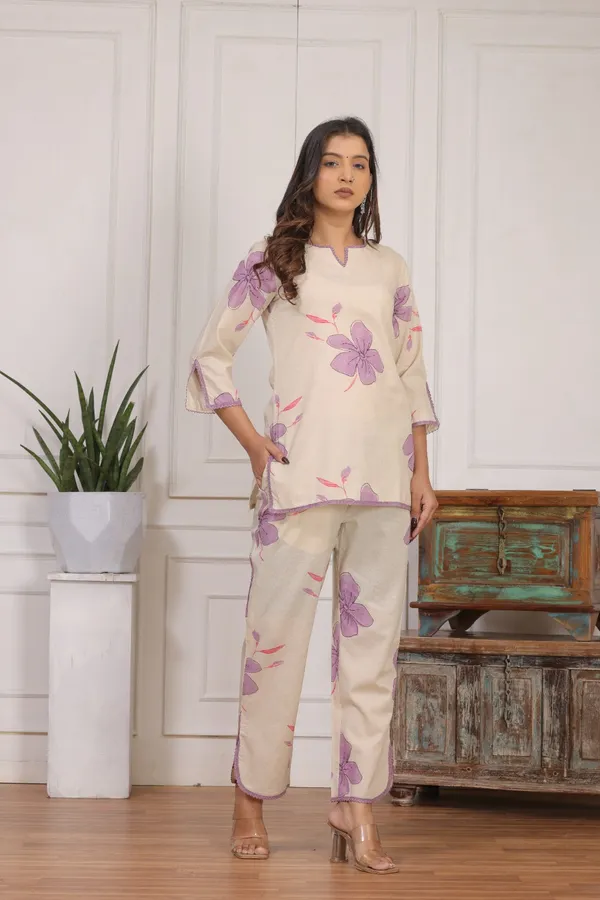 White_And_Purple_Cotton_Dress_For_Women
