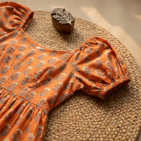 Orange_Cotton_Dress_For_Women