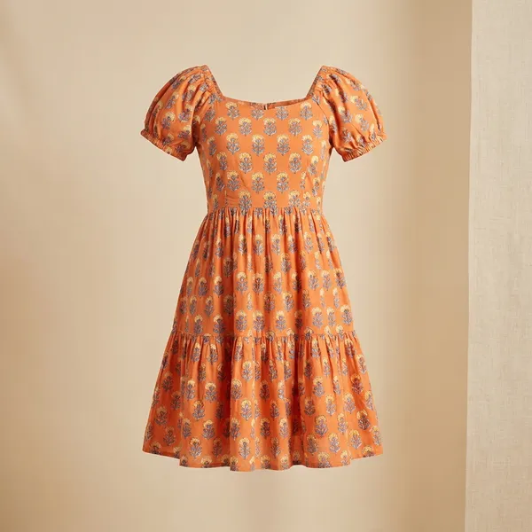Orange_Cotton_Dress_For_Women