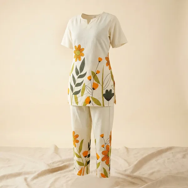 White_And_Green_Cotton_Dress_For_Women