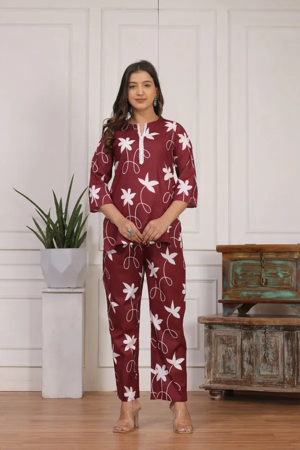 Red_Cotton_Co-Ord_Set_For_Women