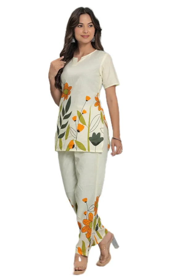 White_And_Green_Cotton_Dress_For_Women