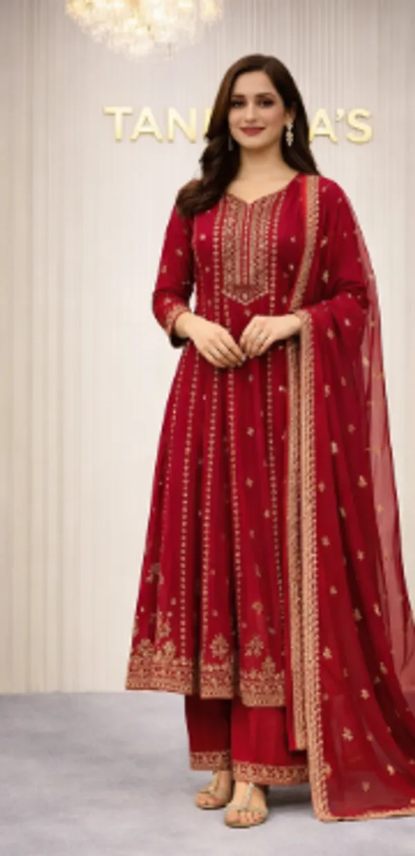 Red_Chinon_Anarkali_Dress_For_Women